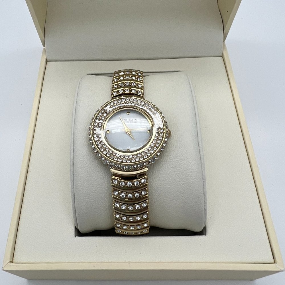 Anne Klein New York Crystal Ladies Quartz Watch Gold-Tone 12/2344MPGB